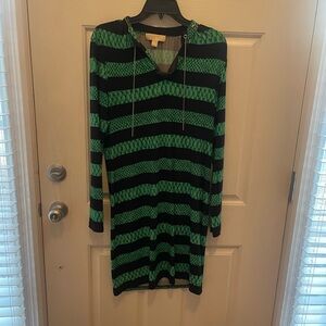 Green and Black Striped Dress by Michael Kors